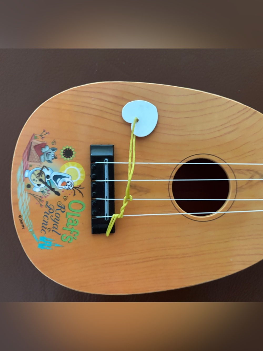 Ukulele with Tropical Cartoon Graphic - Light Natural